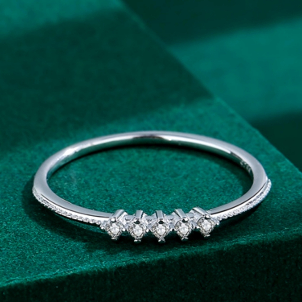 925 Sterling Silver Micro Stone Stacking Ring Sz. 7